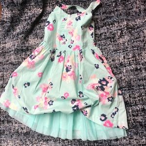 Girls summer dress Seafoam blue w/pink flowers🌸